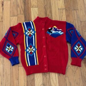 Fetaghetti | Vintage |  Colorful Knit Cardigan with Ski/Design | size M